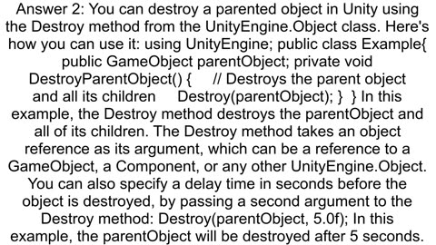 How to Destroy a Parented Object in Unity