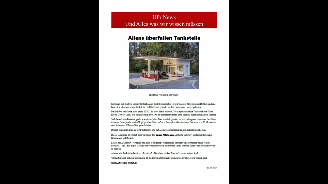 Ufo news - Aliens überfallen Tankstelle – Ufowahnsinns Nachrichten