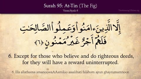 Quran: 95. Surah At-Tin (The Fig): Arabic and English translation HD