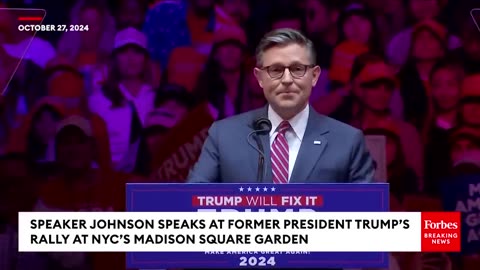 'They Are Now Full-On To Marxism'- Speaker Johnson Rips Democrats At Trump's MSG Rally In NYC