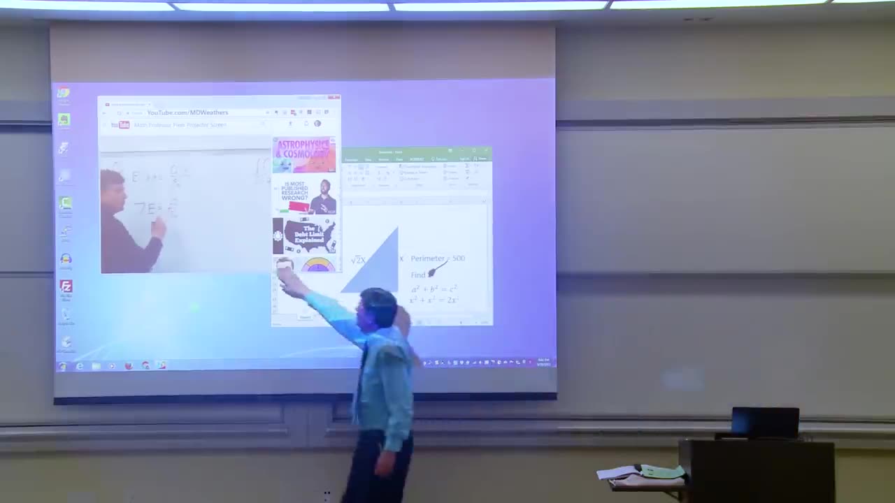 Math Professor Fixes Projector Screen (April Fools Prank)