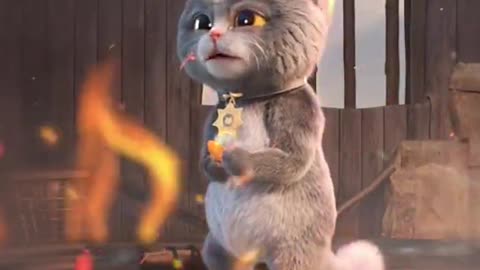 Cute cat and fish heart touching status