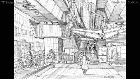 Urban Sketches of Train Stations. Taiwan