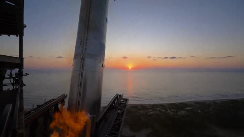 Tower view of the first Super Heavy booster catch