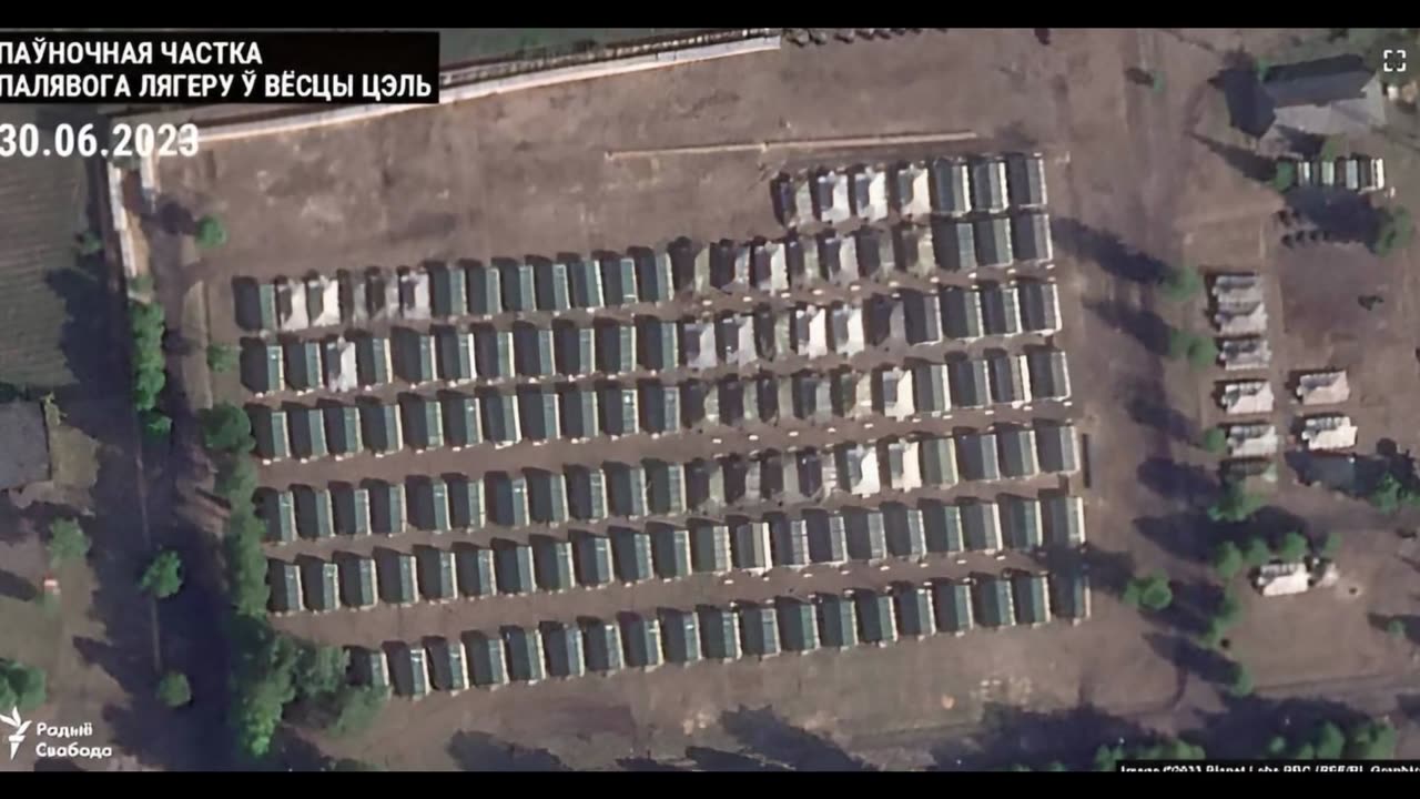 Satellite imagery from June 30 (today), presumably one of the three Wagner Group bases in Belarus.