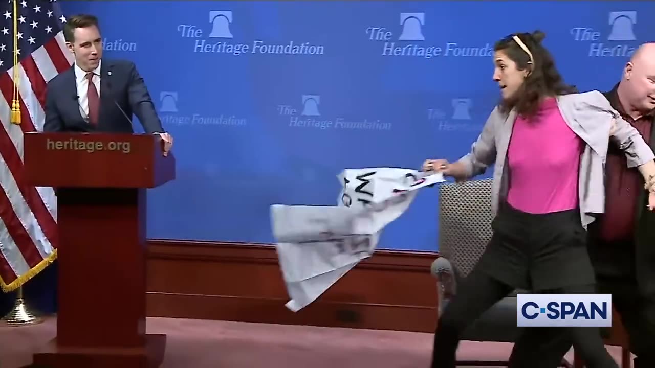 Crazed Climate Activist Crashes Hawley Speech