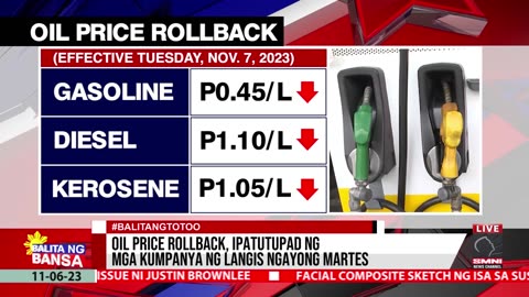 Oil price rollback, ipatutupad ng mga kumpanya ng langis ngayong martes