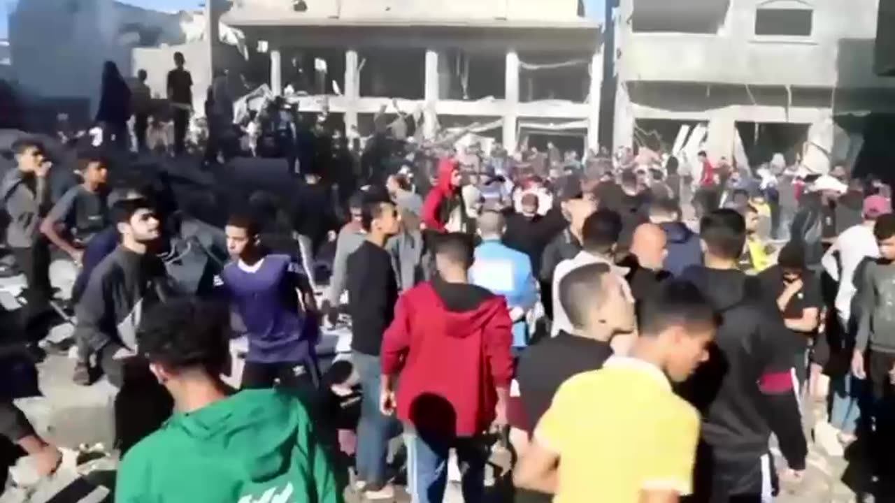 An airstrike on a neighbourhood in the Nuseirat camp in Gaza