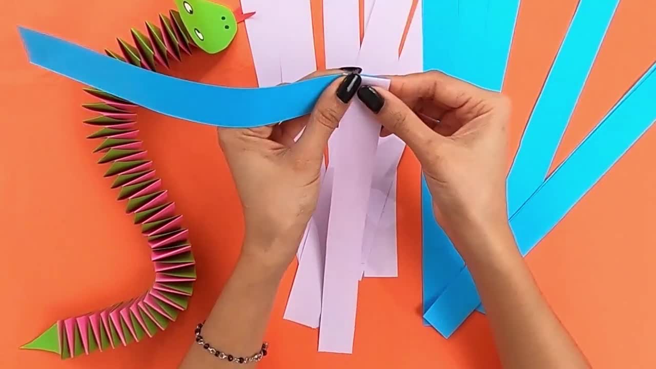 HOW TO MAKE EASY PAPERCRAFT SNAKE, HANDICRAFT TUTORIAL FOR KIDS