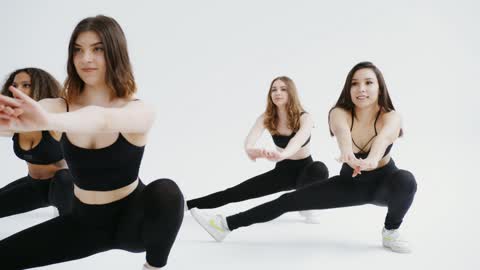 Women Exercising By Stretching Their Legs | Dombay Bigest - Dinamika Studio | Instrument Music