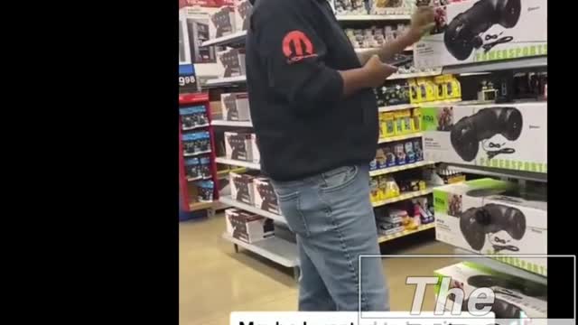 Guy Tests The Bluetooth Feature of A Boombox At Walmart