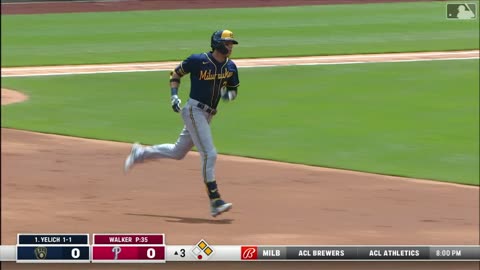 MLB@Yelich three-run homer (14) Brewers @ Phillies