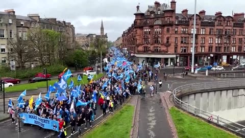 On coronation day pro independence march at Glasgow