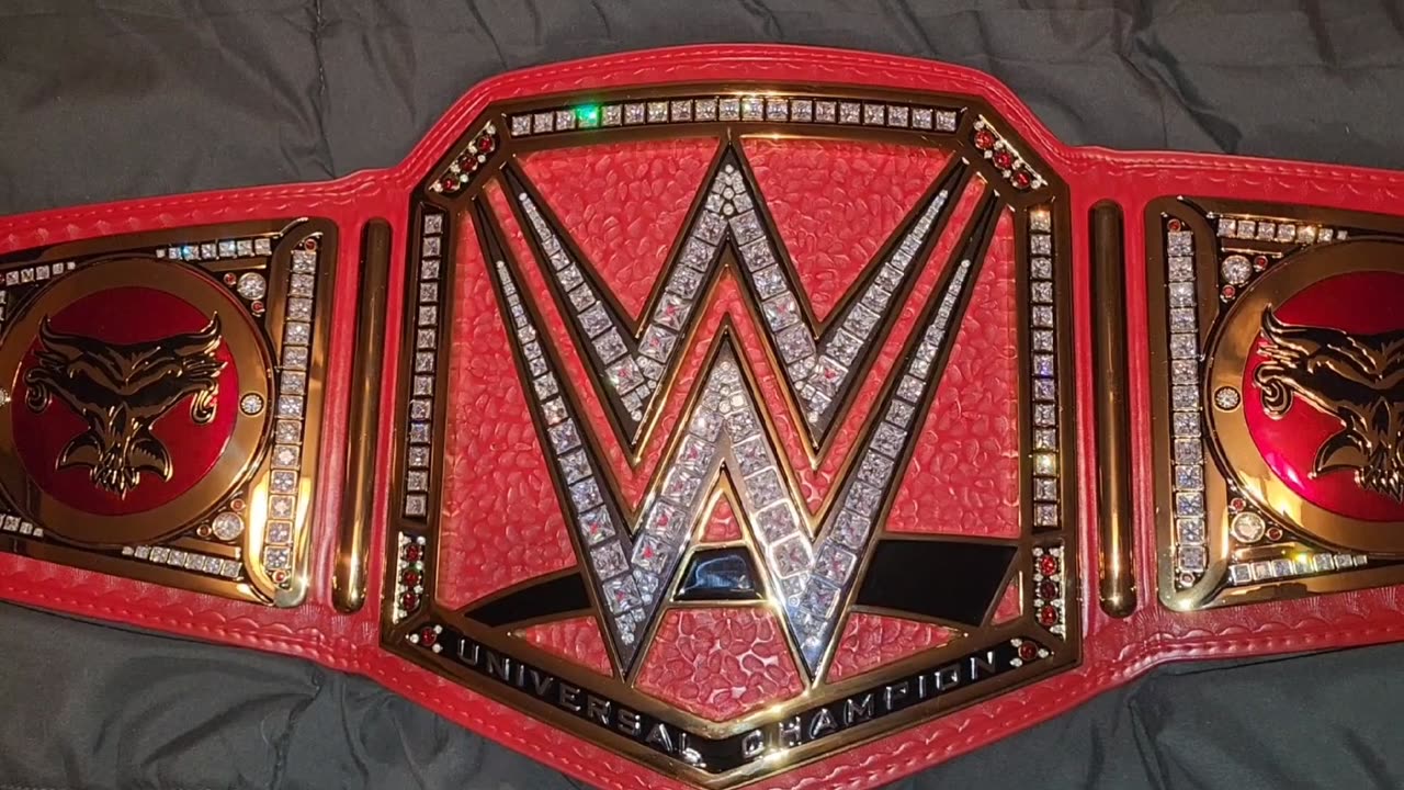 WWE Red Universal Championship Replica (network logo) re-stoned