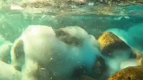 A stream on a snowy mountain