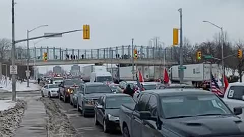 Windsor Freedom convoy blockade bridge (Feb 7, 2022)