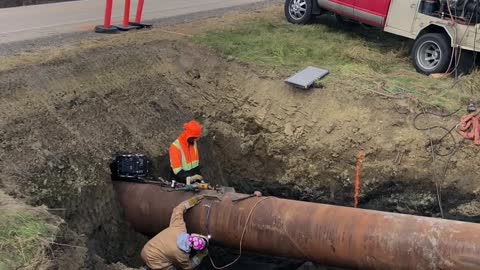 welding pipe in the swamp. I do not own the music