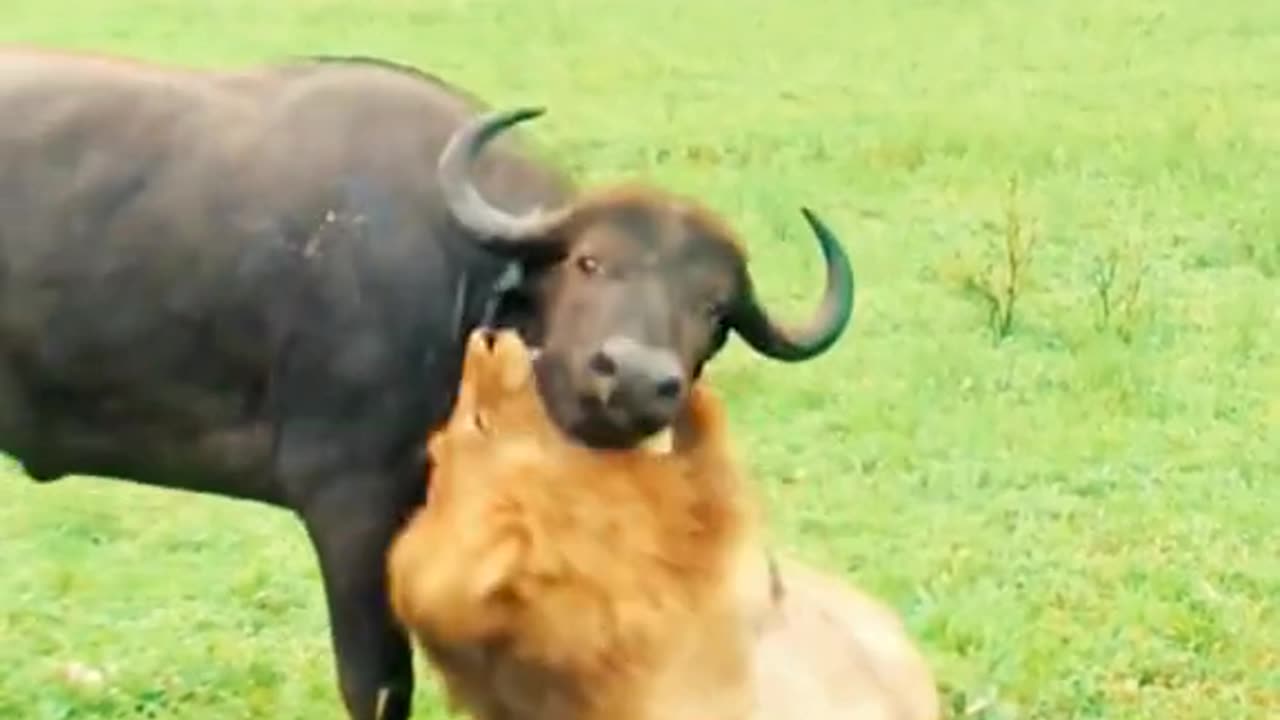 Lion vs Buffalo: A Wild Encounter #shorts