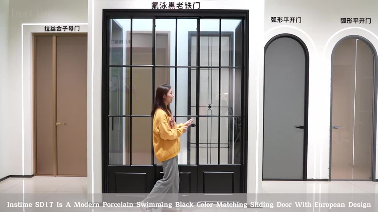 Instime Skillful Manufacturer Modern Design Steel Powder Coated Aluminum Frame Sliding Glass Door