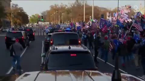 Trump's Motorcade Drives Through March For Trump Rally in D.C