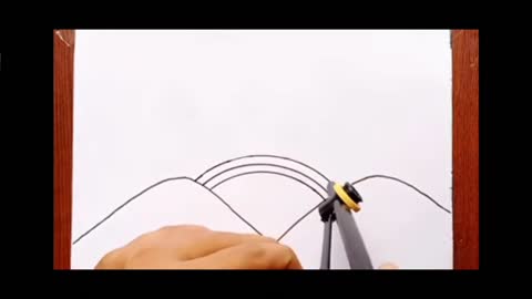 how to draw a Rainbow scenery drawing