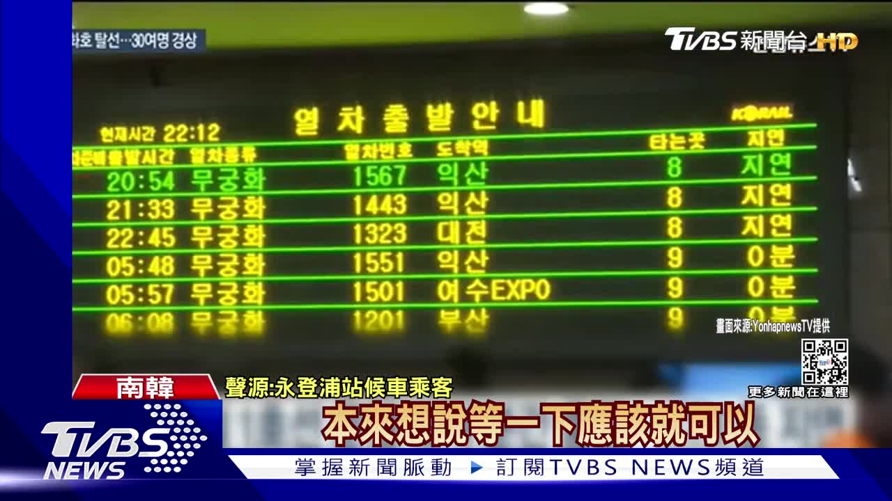 5周日夜再傳意外! 韓鐵出軌至少34傷 KTX.列車25班次取消｜TVBS新聞