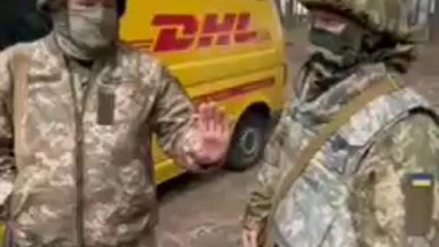 The Ukrainian military uses DHL postal service minibuses to transport mortar crews and equipment