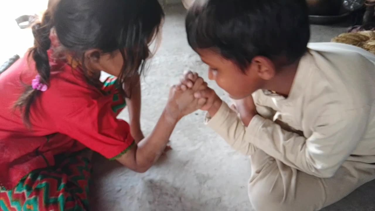 Child's arm wrestling