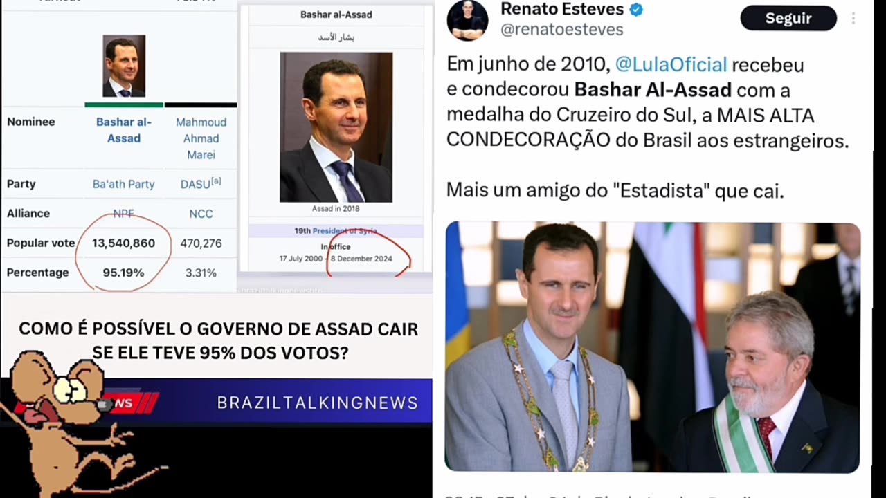 Seria mais uma “democracia relativa”? junho de 2010, @LulaOficial recebeu e condecorou Bashar Al-Assad com a medalha do Cruzeiro do Sul, a MAIS ALTA CONDECORAÇÃO do Brasil aos estrangeiros.