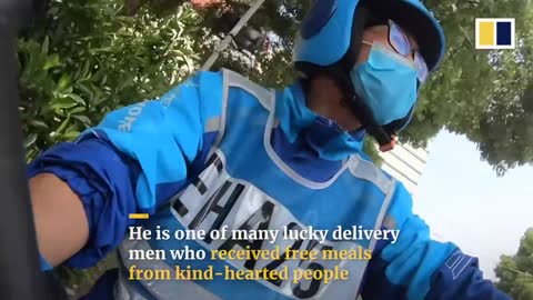 Delivery man in China brought to tears by