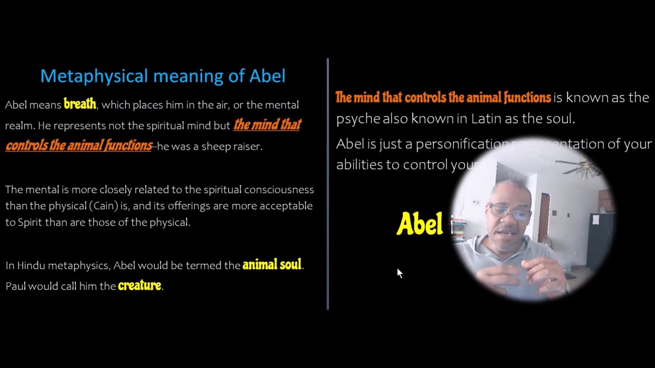 Hear some evidence showing that the biblical Abel is a state of mind not a person.