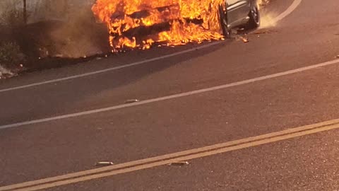 Car Burns on California Road
