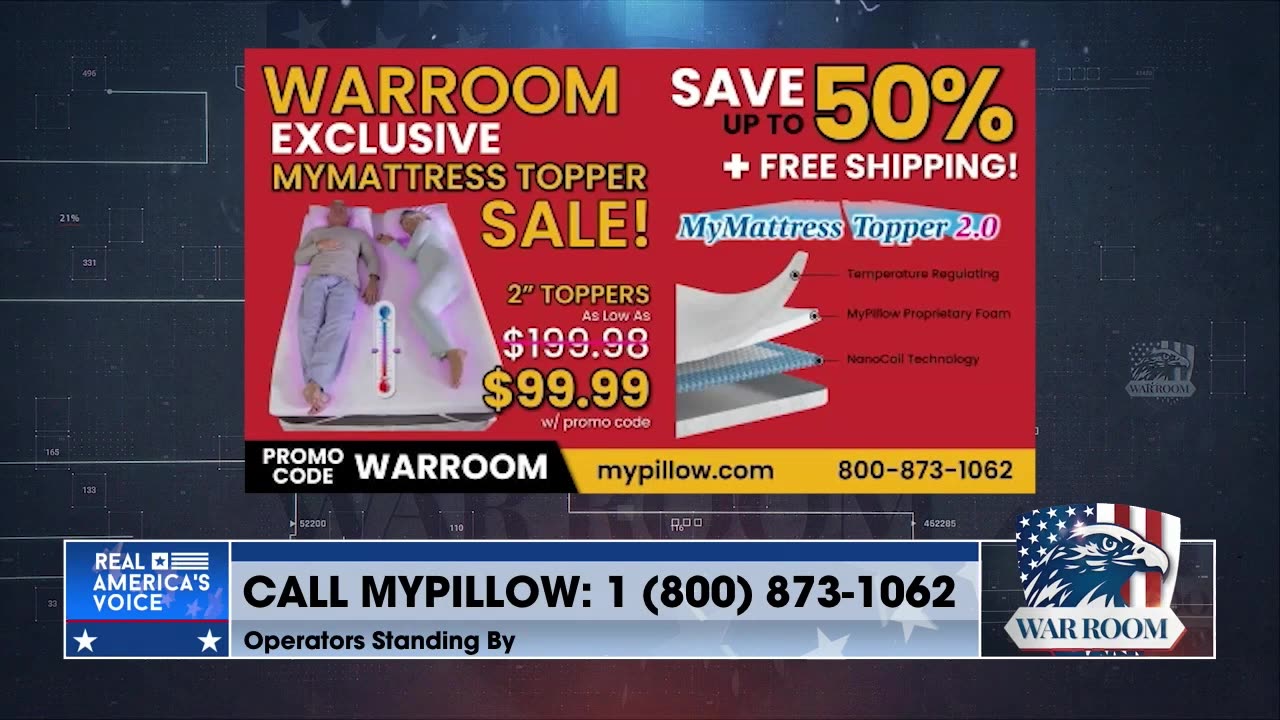 Go To mypillow.com/warroom And Checkout The WarRoom Exclusive MyMattress Topper Sale