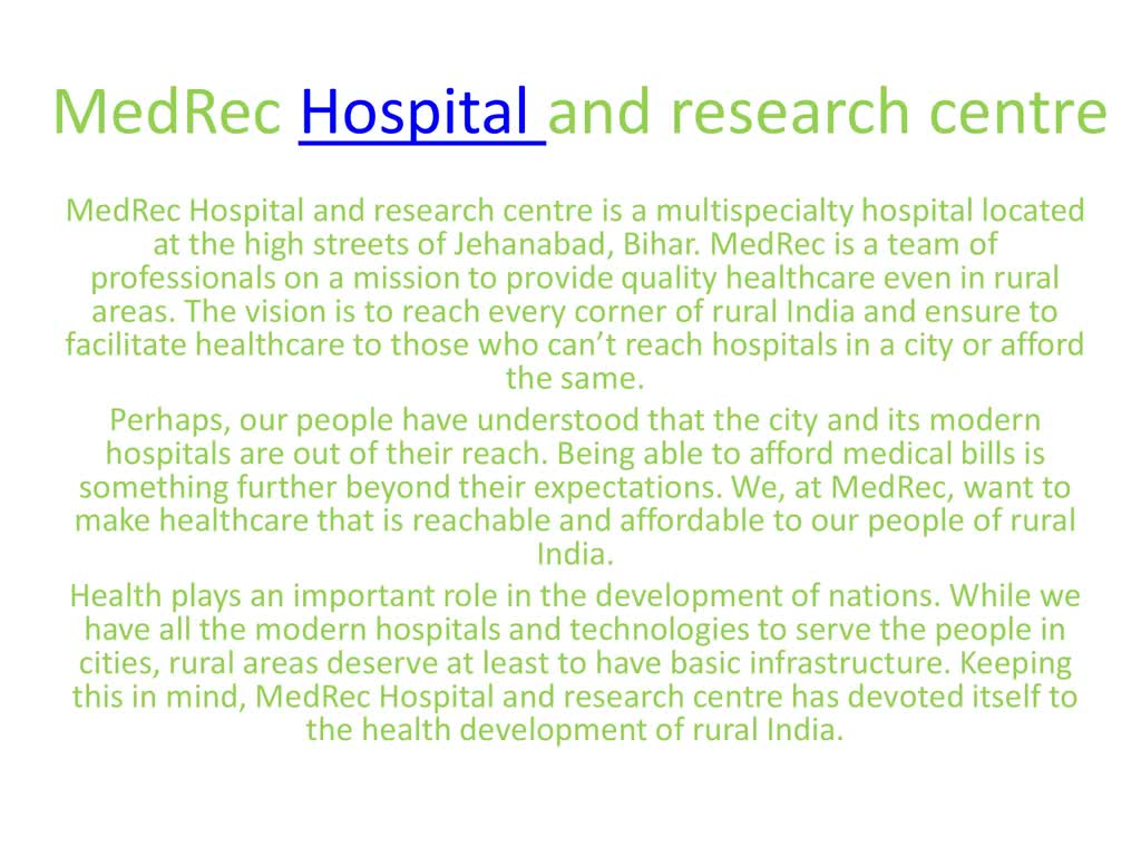 MedRec Hospital : One of the Best Multispeciality Hospital In Bihar