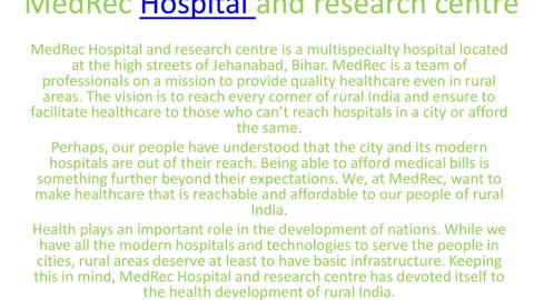 MedRec Hospital : One of the Best Multispeciality Hospital In Bihar