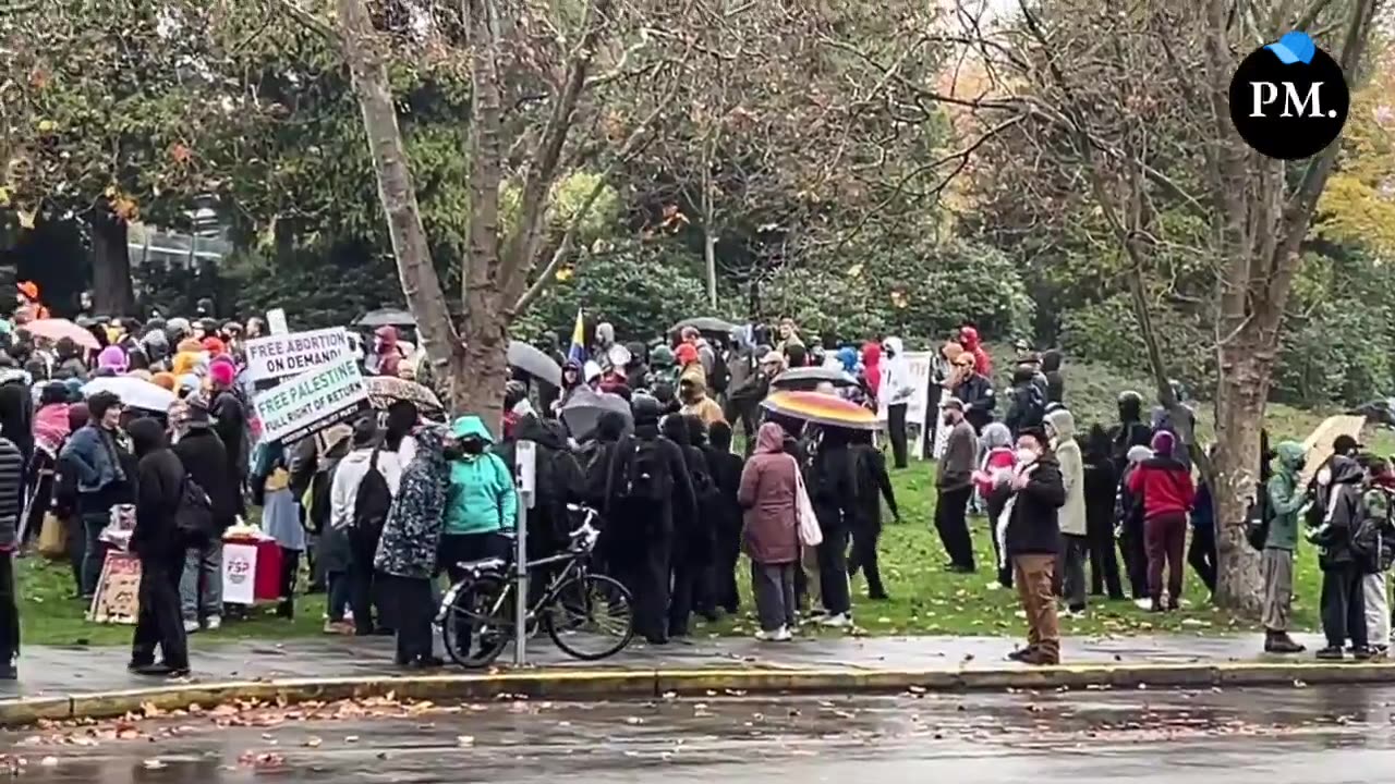 Antifa dressed in riot gear have arrived on scene.