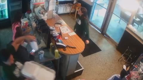 Restaurant Worker Slip and Drop All the Food