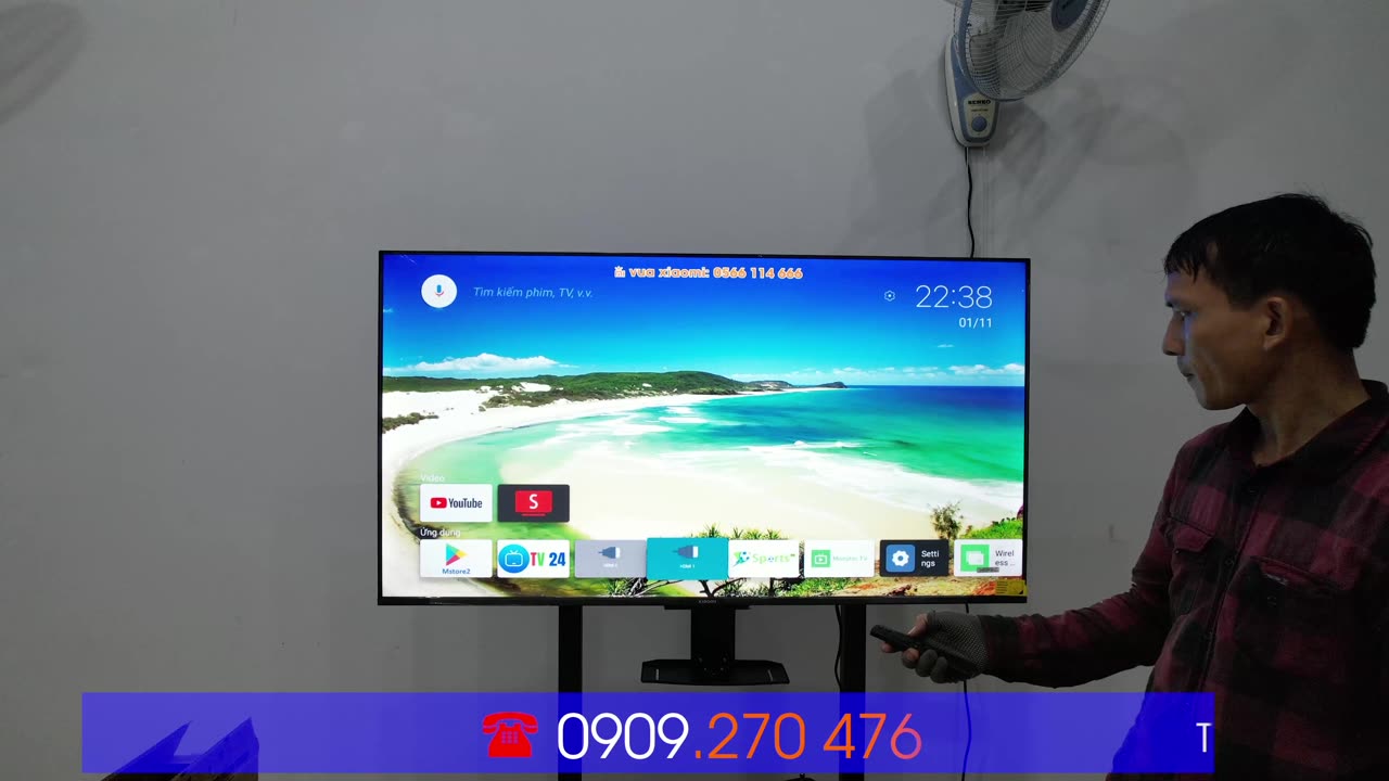 Lắp tvivi Xiaomi 50 inches cho khách hàng ở 29X Cát Bi, Hải An, Hải Phòng.