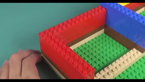 Half of the walls of the Lego apartment are different colors