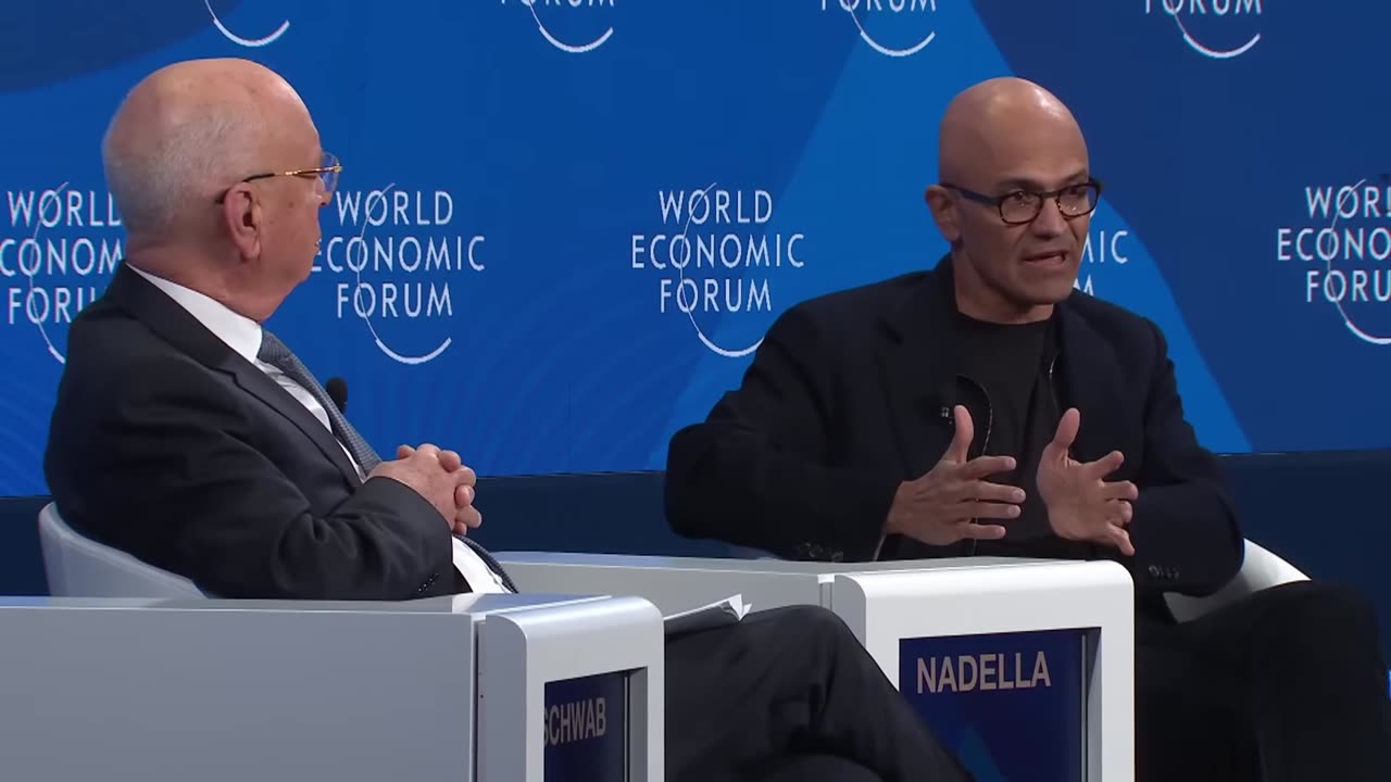 WEF 2024 - Klaus Schwab & Satya Nadella - Fear Monger AI - Give Zero Solutions - While Stating Only The Risks