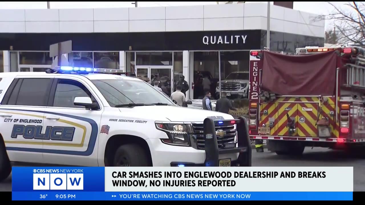 Car smashes into Englewood dealership; no injuries reported