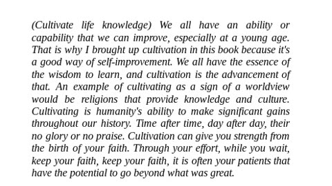 Cultivate life knowledge -Checkout Description