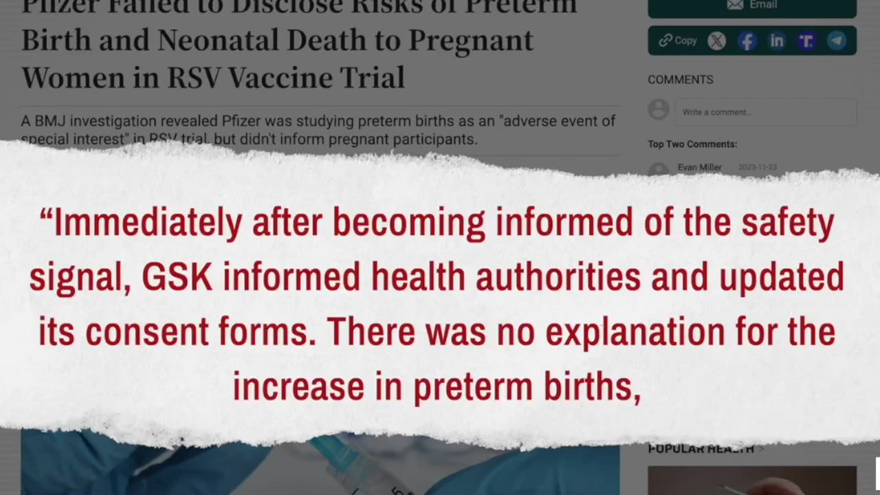 Pfizer failed to inform pregnant women of potential risks in RSV trials