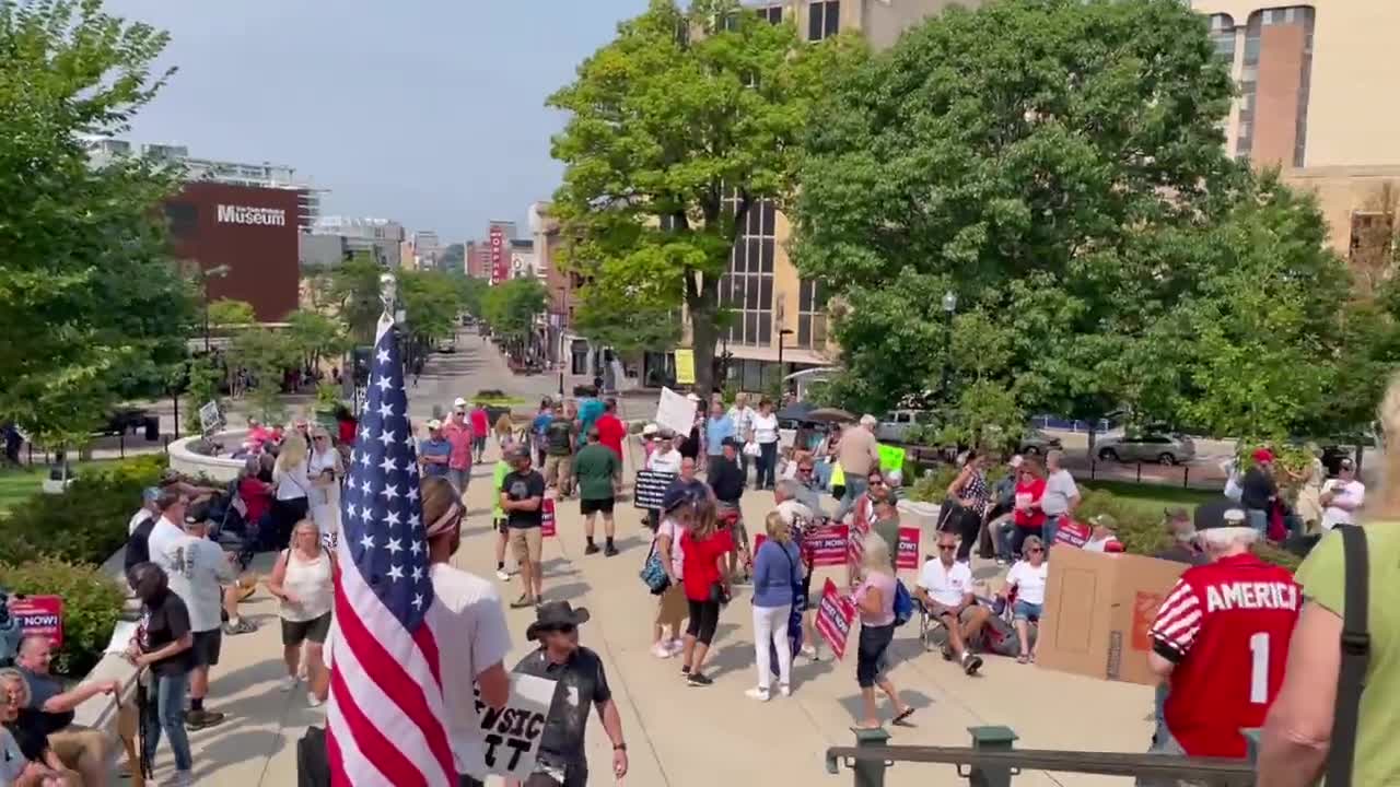 Election audit rally outside the Capitol building in Madison, Wisconsin 8-6-2021