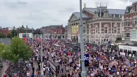 Amsterdam Vaccine Passport/COVID Regulation Protest Aug. 21, 2021