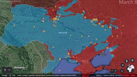 Russo-Ukrainian War 8th of March Mapped using Google Earth