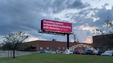 “Standing against antisemitism is standing with America” Billboard Reads in Lincoln Park, Michigan