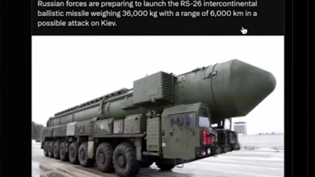 RS 26 Intercontinental Missile 6,000 km range