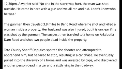 MASS SHOOTING Rural Mississippi: Six People Shot Dead In A Series Of Shootings - Suspect Is Arrested