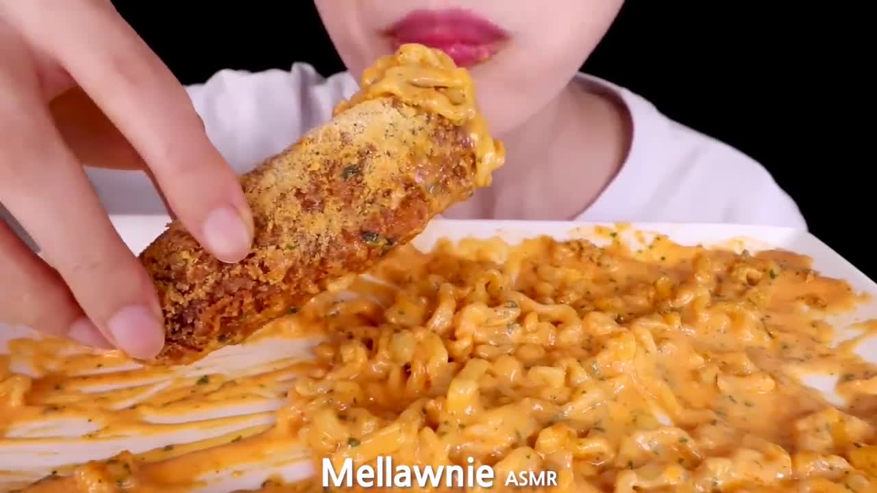 ASMR MUKBANG｜CHEESY CARBO FIRE NOODLES, BBURINKLE KIELBASA SAUSAGE EATING SOUNDS